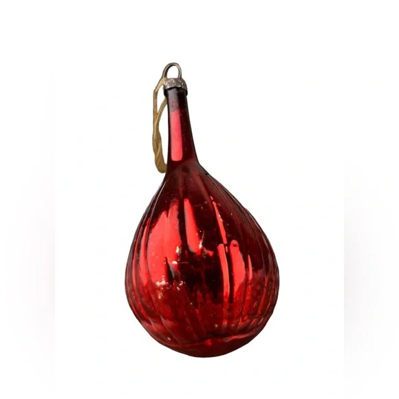 Antique Vintage Blown Mercury Glass Red Mandolin instrument Christmas Ornament - Picture 4 of 7